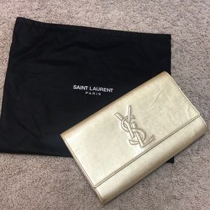 Saint Laurent Belle de Jour YSL Nude Patent Clutch